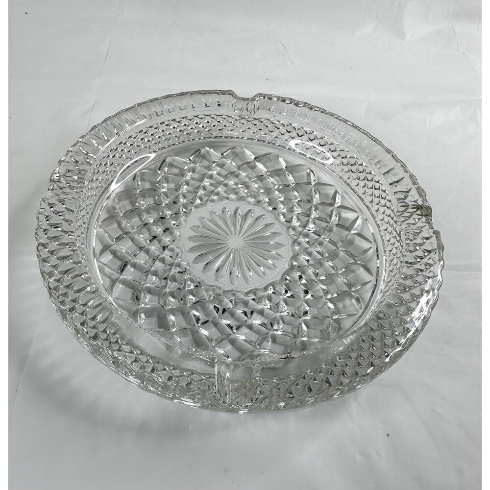 Vintage Anchor Hocking 8” Ashtray Large Pressed Glass Wexford Pattern Ashtray